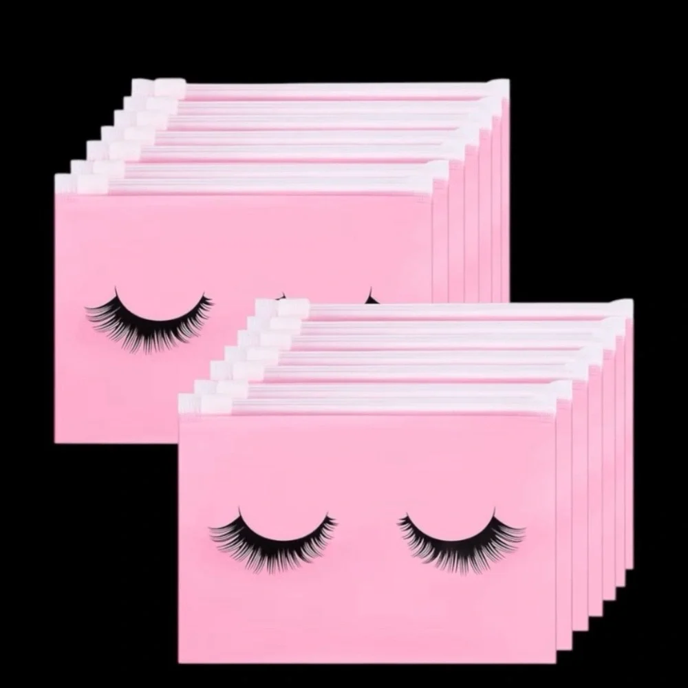 10pcs EVA Zipper Bags, Cosmetic Storage Bags, Modern Eyelash LIGHT PINK BAGS - Picture 4 of 5